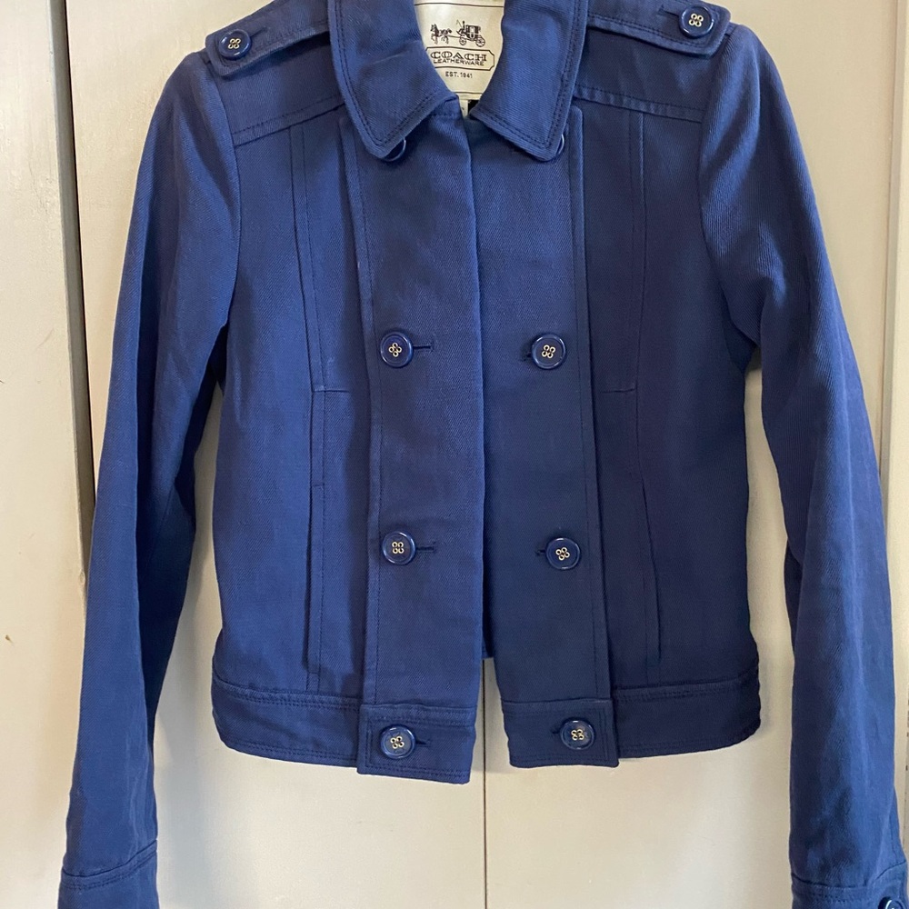 Coach Blue Double-Breasted Pea Coat